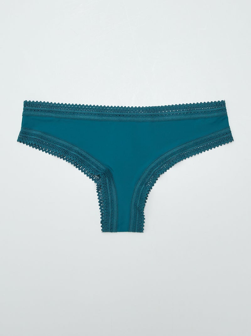 Lot de 3 tangas en microfibre imprimé BLEU - Kiabi