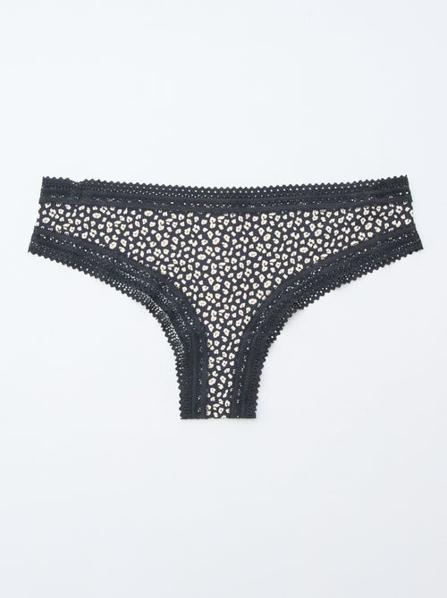 Lot de 3 tangas en microfibre imprimé - Kiabi