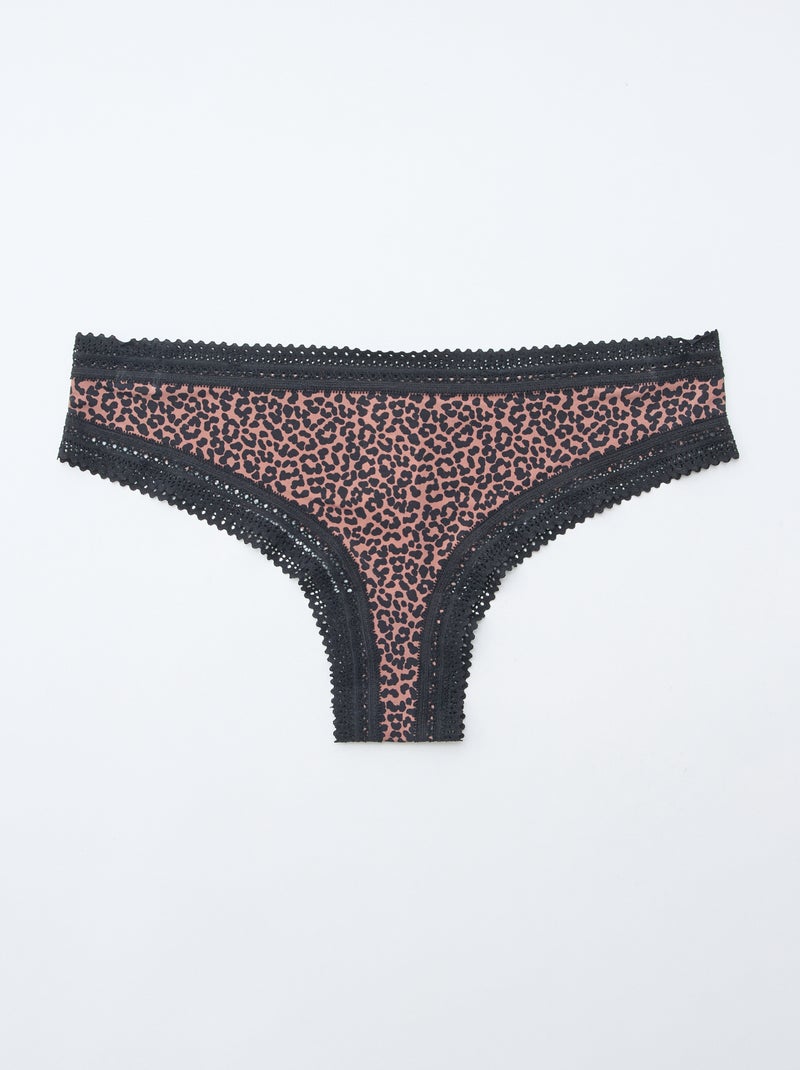 Lot de 3 tangas en microfibre imprimé Léopard - Kiabi