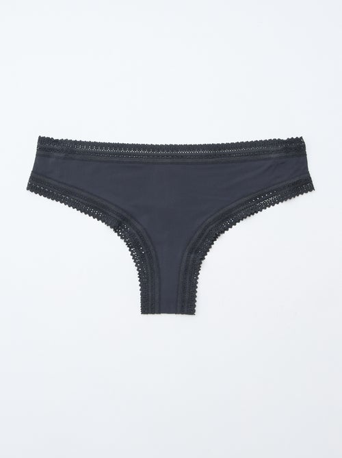 Lot de 3 tangas en microfibre imprimé - Kiabi