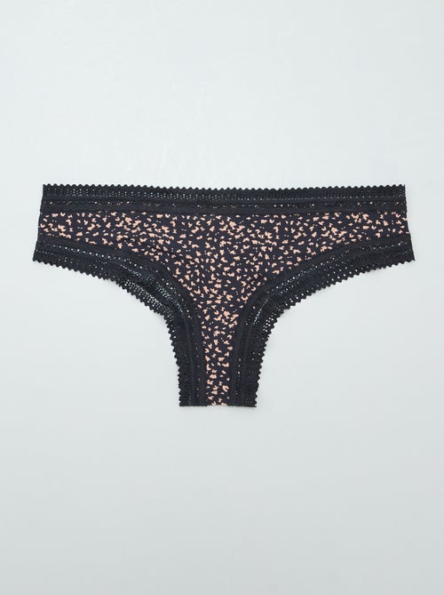 Lot de 3 tangas en microfibre imprimé - Kiabi