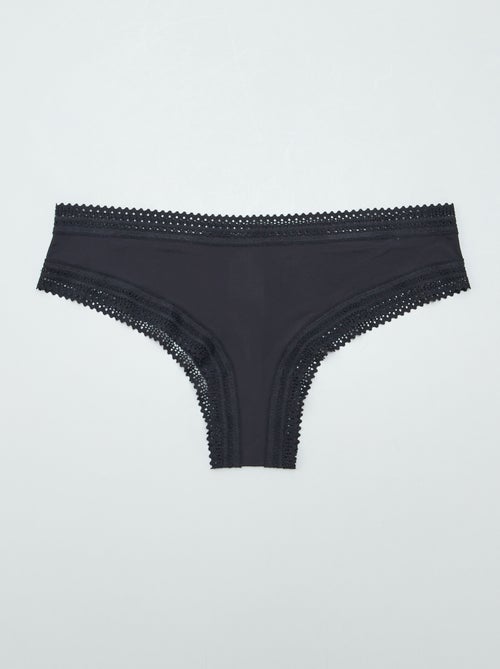 Lot de 3 tangas en microfibre imprimé - Kiabi