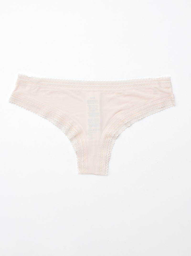 Lot de 3 tangas en microfibre imprimé Noir/rose/beige - Kiabi