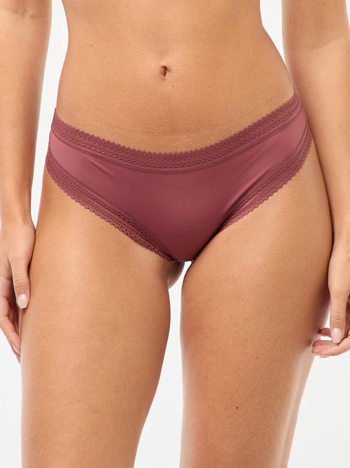 Lot de 3 tangas en microfibre imprimé - Kiabi