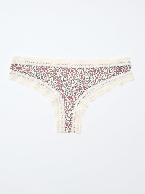 Lot de 3 tangas en microfibre imprimé - Kiabi