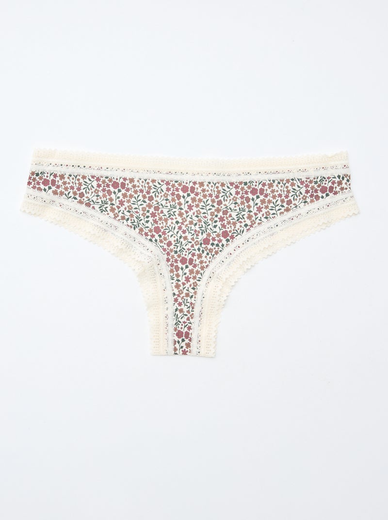 Lot de 3 tangas en microfibre imprimé Vert/blanc/rose - Kiabi