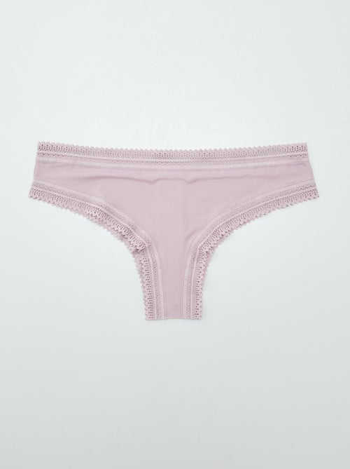 Lot de 3 tangas en microfibre imprimé - Kiabi