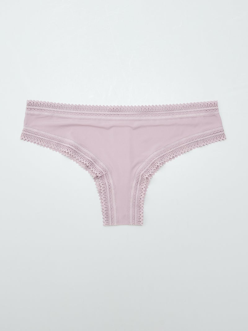 Lot de 3 tangas en microfibre imprimé VIOLET - Kiabi