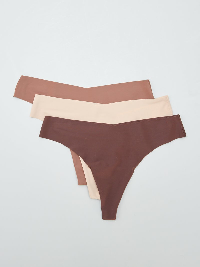 Lot de 3 tangas invisible Marron/beige - Kiabi