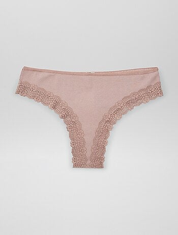 Lot de 3 tangas maille côtelée