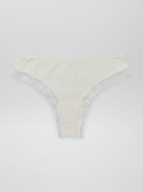 Lot de 3 tangas maille côtelée - Kiabi