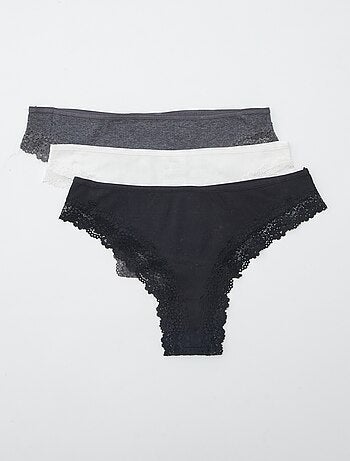 Lot de 3 tangas maille côtelée