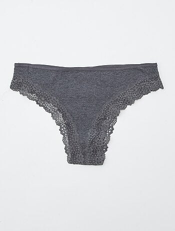 Lot de 3 tangas maille côtelée