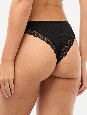 Lot de 3 tangas maille côtelée