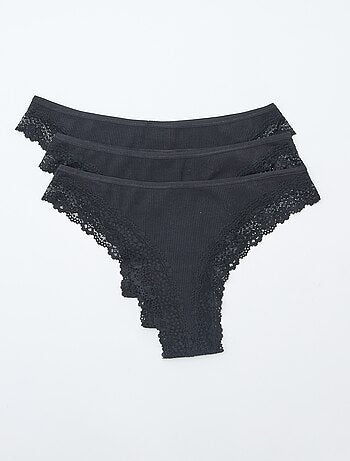 Lot de 3 tangas maille côtelée