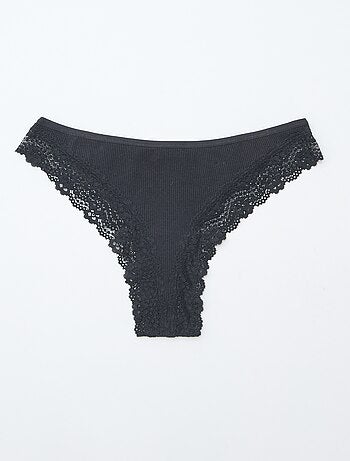 Lot de 3 tangas maille côtelée