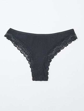 Lot de 3 tangas maille côtelée