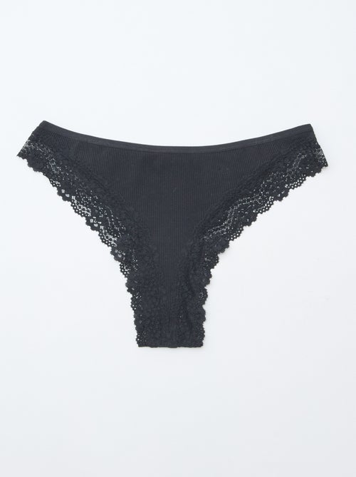 Lot de 3 tangas maille côtelée - Kiabi