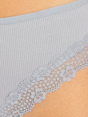 Lot de 3 tangas maille côtelée