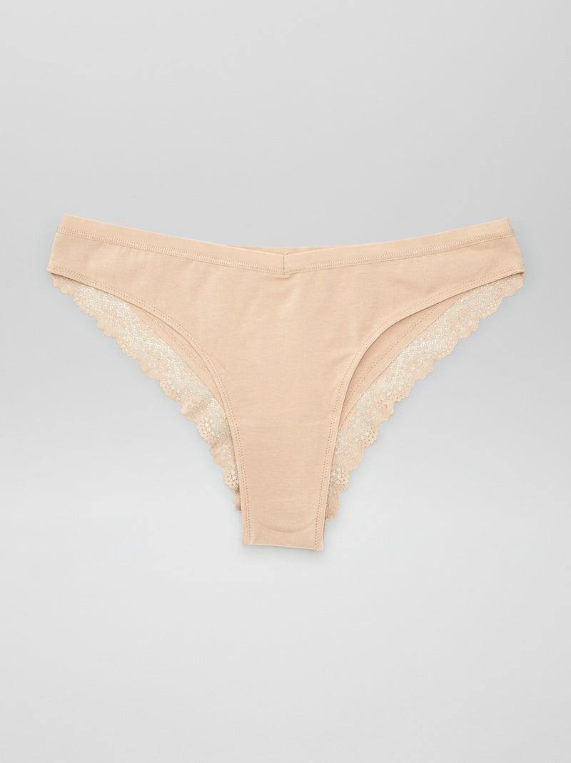 Lot de 3 tangas maternité avec dentelle Beige/ecru/noir - Kiabi