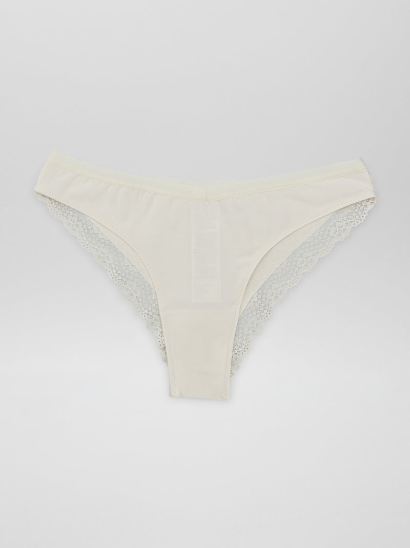 Lot de 3 tangas maternité avec dentelle Beige/ecru/noir - Kiabi