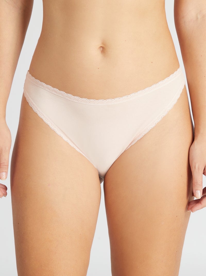 Lot de 3 tangas orange/peche/parme - Kiabi