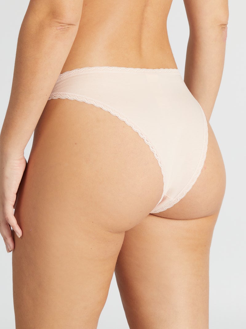 Lot de 3 tangas orange/peche/parme - Kiabi