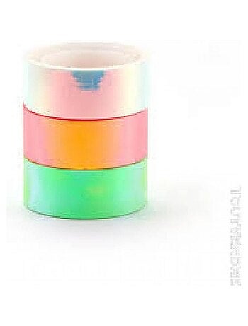 Lot De 3 Tapes Iridescent Miroir Blanc Orange Et Vert - Kiabi