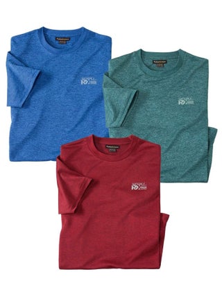 Lot de 3 Tee-Shirt Jersey Polyester Chiné  - ATLAS FOR MEN