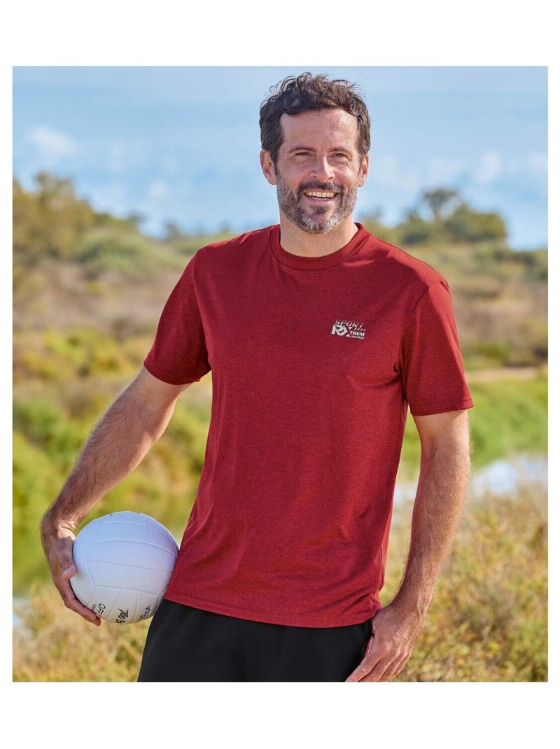 Lot de 3 Tee-Shirt Jersey Polyester Chiné  - ATLAS FOR MEN Bleu Bordeaux - Kiabi