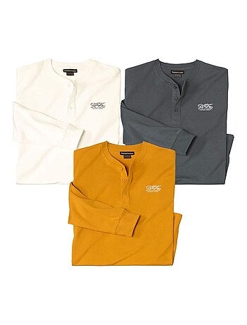 Lot de 3 Tee-Shirts à Col Tunisien Outdoor - ATLAS FOR MEN