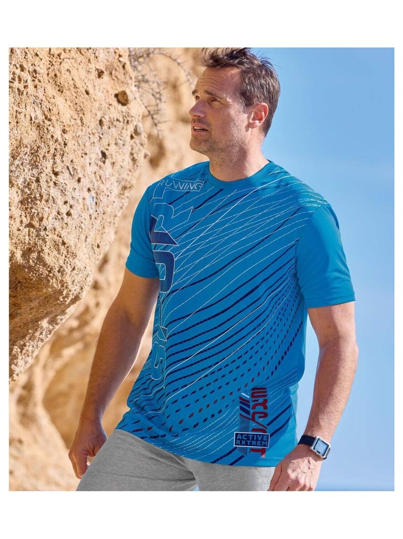 Lot de 3 Tee-Shirts Active Summer   - ATLAS FOR MEN Bleu Rouge Bleu - Kiabi