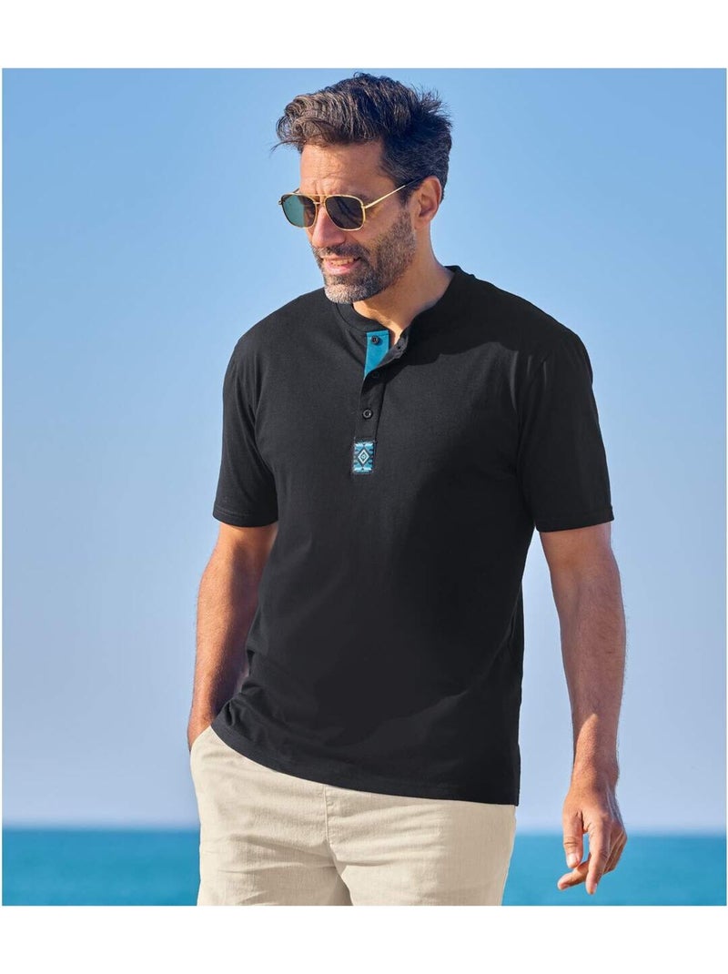 Lot de 3 Tee-Shirts Col Boutonné   - ATLAS FOR MEN Bleu Noir Bleu - Kiabi