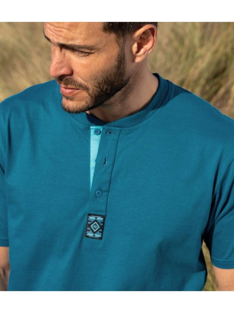 Lot de 3 Tee-Shirts Col Boutonné   - ATLAS FOR MEN Bleu Noir Bleu - Kiabi