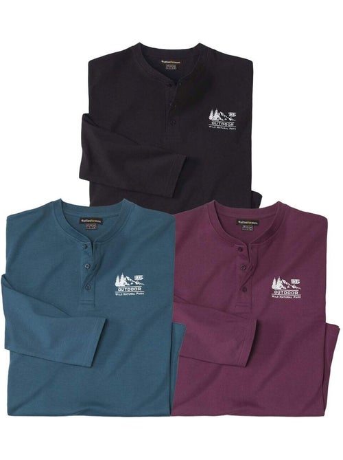Lot de 3 Tee-shirts Col Boutonné - ATLAS FOR MEN - Kiabi Lot de 3 Tee-shirts Col Boutonné - ATLAS FOR MEN - Kiabi