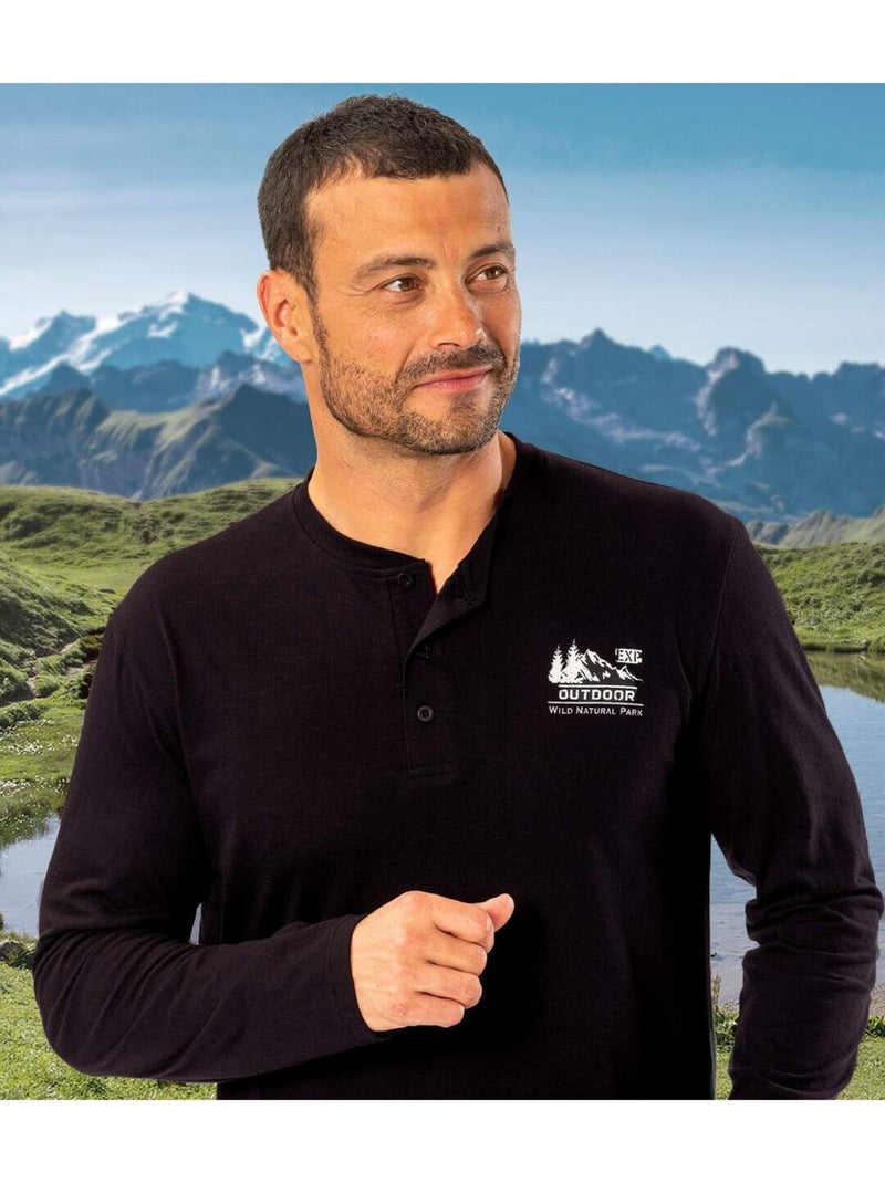 Lot de 3 Tee-shirts Col Boutonné   - ATLAS FOR MEN Bleu Rouge Noir - Kiabi