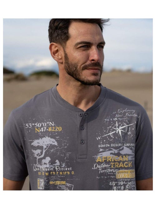 Lot de 3 Tee-Shirts Col Boutonné African Track   - ATLAS FOR MEN - Kiabi