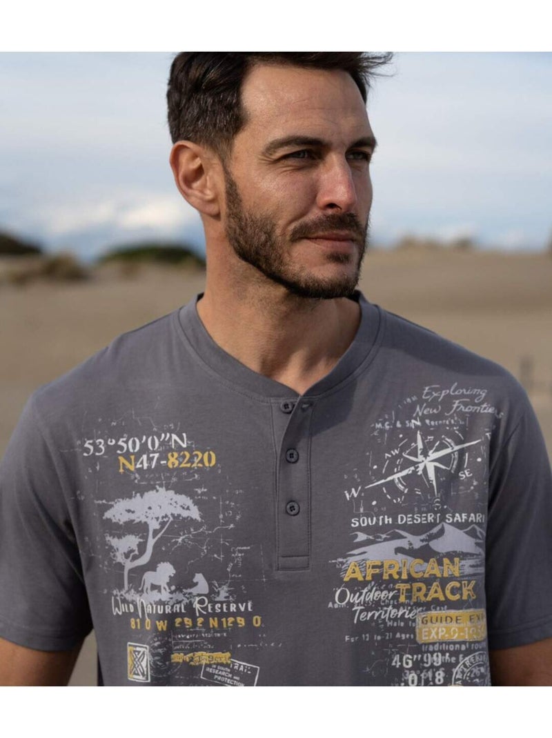 Lot de 3 Tee-Shirts Col Boutonné African Track   - ATLAS FOR MEN Blanc Jaune Blanc - Kiabi