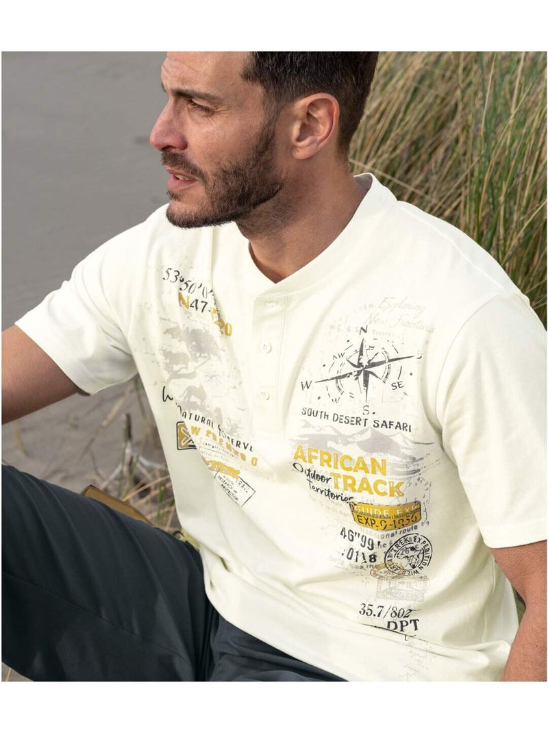 Lot de 3 tee-shirts col boutonné african track   - atlas for men Blanc Jaune Blanc - Kiabi