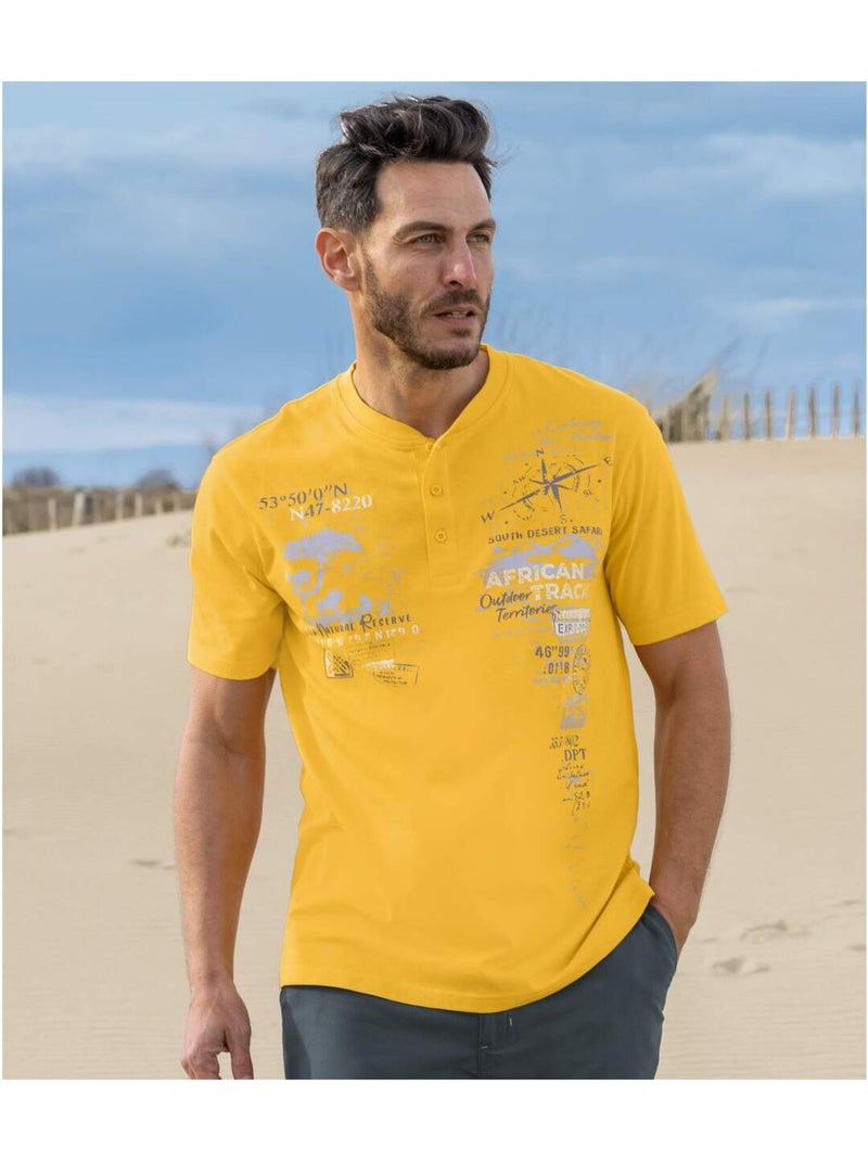 Lot de 3 tee-shirts col boutonné african track   - atlas for men Blanc Jaune Blanc - Kiabi