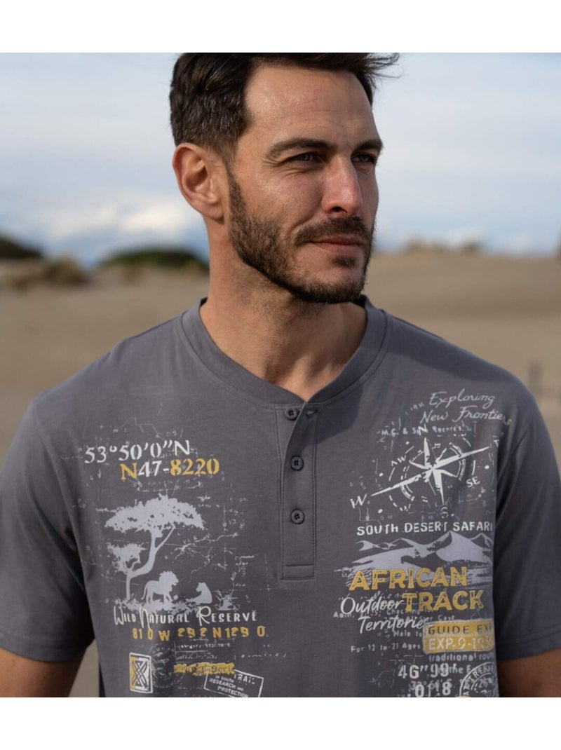 Lot de 3 tee-shirts col boutonné african track   - atlas for men Blanc Jaune Blanc - Kiabi