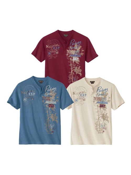 Lot de 3 Tee-Shirts Col Boutonné Capri   - ATLAS FOR MEN - Kiabi