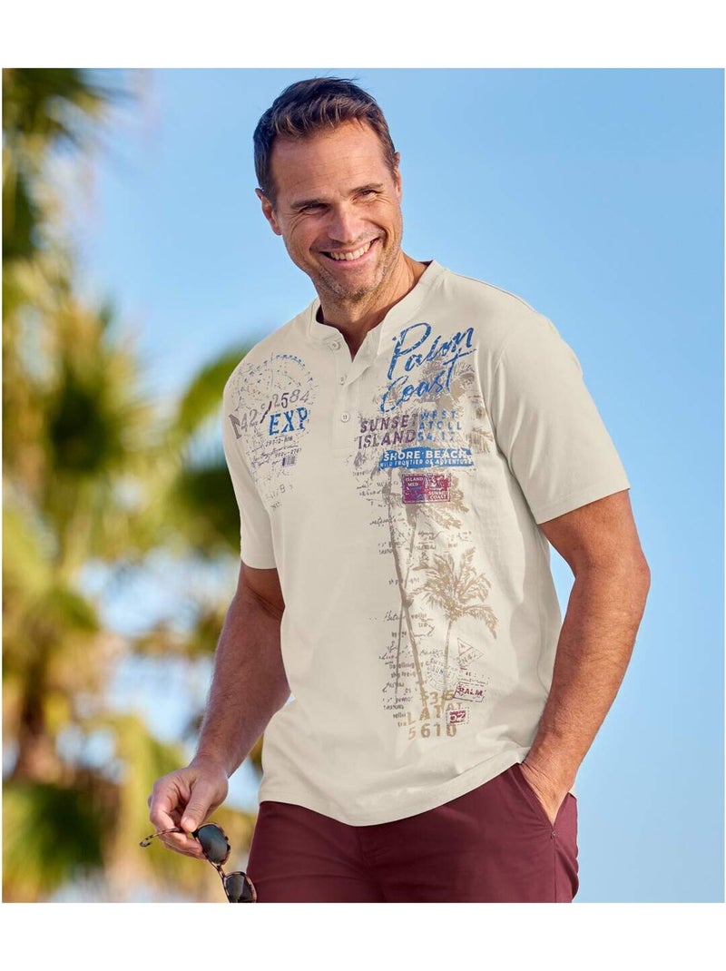 Lot de 3 Tee-Shirts Col Boutonné Capri   - ATLAS FOR MEN Blanc / Bleu / Rouge - Kiabi