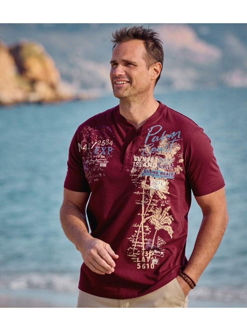 Lot de 3 Tee-Shirts Col Boutonné Capri   - ATLAS FOR MEN Blanc / Bleu / Rouge - Kiabi