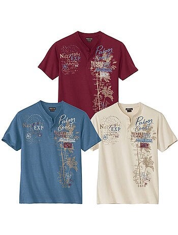 Lot de 3 tee-shirts col boutonné capri - atlas for men