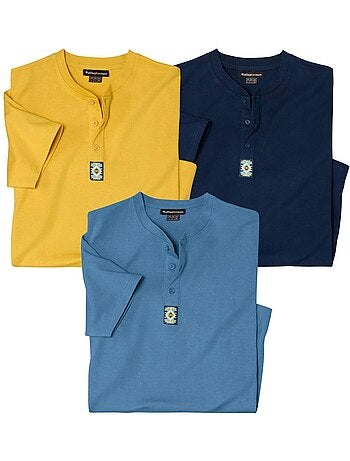 Lot de 3 tee-shirts col boutonné cotons - atlas for men