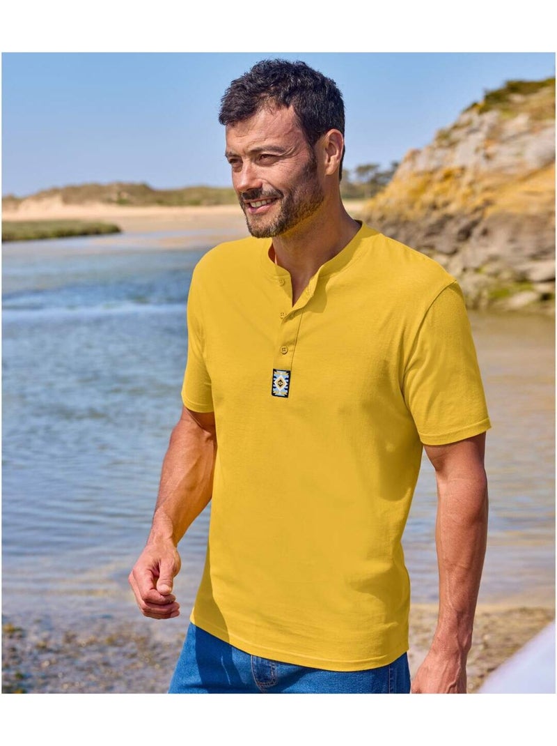 Lot de 3 tee-shirts col boutonné cotons   - atlas for men Bleu Jaune Bleu - Kiabi