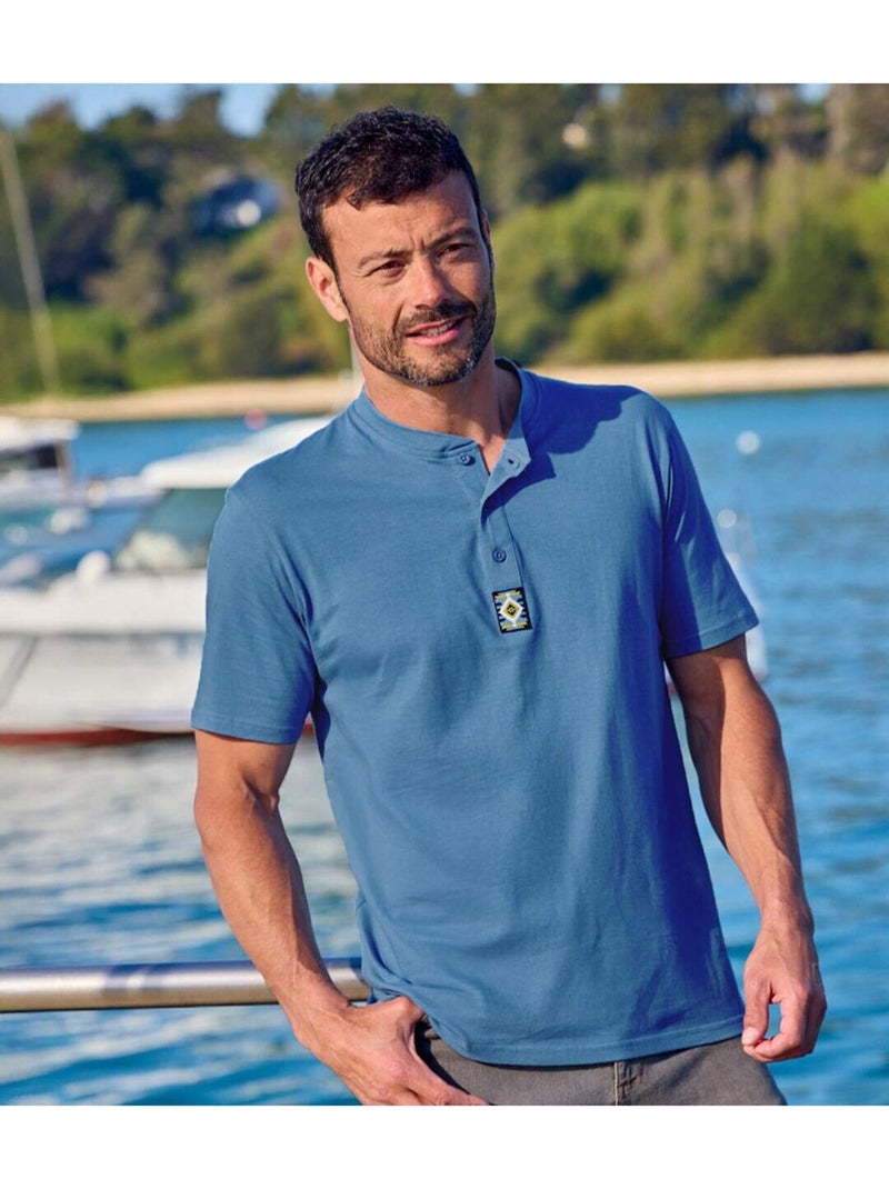 Lot de 3 tee-shirts col boutonné cotons   - atlas for men Bleu Jaune Bleu - Kiabi
