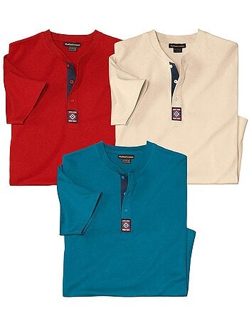 Lot de 3 tee-shirts col boutonné décontraction - atlas for men