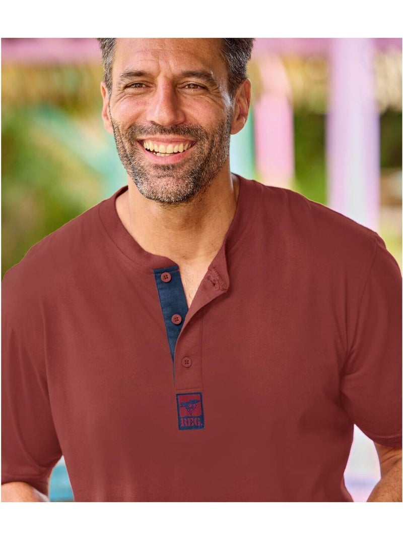 Lot de 3 tee-shirts col boutonné fantaisie   - atlas for men Jaune/Bleu Marine/Rouge - Kiabi